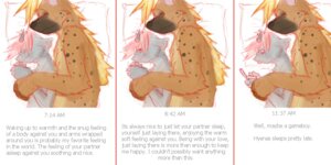 Rating: Safe Score: 0 Tags: 2:1 anthro base_one_layout basic_sequence bed blonde_hair brown_body brown_fur brown_nose comic content_repetition cuddling digital_media_(artwork) domestic_cat duo e621 electronics english_text eyes_closed felid feline felis fingers fur furniture game_boy_advance_sp game_boy_advance_sp_console game_boy_family game_console grey_body grey_fur hair holding_game_boy_advance_sp holding_object horn hyena linear_sequence lying male male/male mammal markings multicolored_body multicolored_fur nintendo nitrogen nude number o'clock on_bed on_side one_row_layout orange_body orange_fur pillow pink_eyes pink_hair romantic romantic_couple sequence side_view simple_background size_difference sleeping snout spooning spots spotted_body spotted_fur spotted_hyena text three_frame_image three_frame_sequence time time_lapse time_progression User: bunchy7s