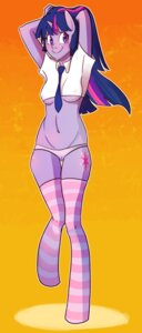 Rating: Questionable Score: 0 Tags: 2013 accessory anthro anthrofied blue_hair blush breasts camel_toe clothed clothing cutie_mark e621 equid equine female friendship_is_magic fur hair hasbro hi_res horn legwear long_hair looking_at_viewer mammal multicolored_hair my_little_pony mythological_creature mythological_equine mythology navel necktie nipples orange_background panties partially_clothed purple_body purple_eyes purple_fur purple_hair raised_arm shirt simple_background smile solo stockings takocto topwear translucent translucent_clothing twilight_sparkle_(mlp) two_tone_hair under_boob underwear unicorn User: bunchy7s