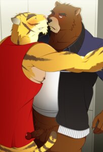 Rating: Explicit Score: 0 Tags: 2013 against_surface against_wall american_black_bear anthro balls bear biceps black_bear black_eyes black_nose blue_eyes blush bottomless brown_body brown_fur clothed clothing duo e621 erection eyebrows felid fur genitals hi_res humanoid_genitalia humanoid_penis interspecies juuichi_mikazuki male male/male mammal markings morenatsu muscular muscular_male nipples nude overweight pantherine pecs penis pinned shirt shun1124 slightly_chubby small_penis stripes tail thick_eyebrows tiger topwear torahiko_ooshima ursine yellow_body yellow_fur User: bunchy7s