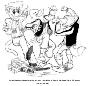 Rating: Safe Score: 0 Tags: activity_book andross anthro avian beak bird canid canine clothing college e621 english_text falco_lombardi fox fox_mccloud fredryk_phox group jacket letterman_jacket male mammal monochrome nintendo paintchat school simple_background star_fox star_fox_crashes_the_art_party tail text topwear white_background User: bunchy7s