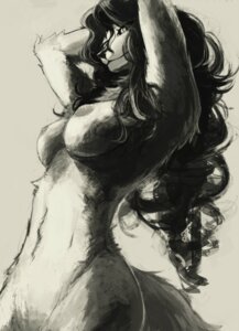 Rating: Questionable Score: 0 Tags: anthro areola black_hair breasts curly_hair e621 felid female fluffy fluffy_tail fur hair hand_behind_head hi_res long_hair looking_at_viewer mammal monochrome nipples nude simple_background sketch smile solo tail unknown_species white_body white_eyes white_fur yen_rin User: bunchy7s