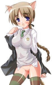 Rating: Explicit Score: 0 Tags: blue_eyes blush bottomless braid breasts brown_hair cat_ears clothing female lynette_bishop medium_breasts no_panties nude pointy_chin pussy rule34 school_uniform stockings strike_witches striped striped_legwear striped_thighhighs testa thighhighs uncensored world_witches_series User: bunchy7s