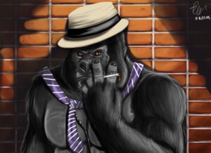 Rating: Safe Score: 0 Tags: 5_fingers accessory ape black_body black_fur brick brick_wall brown_eyes cigarette classy clothing e621 fingers frown fur gorilla grey_body grey_skin haplorhine hat headgear headwear holding_object looking_at_viewer male mammal mostly_nude nails necktie primate raivenderouthelion smoking solo wall_(structure) User: bunchy7s