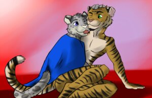 Rating: Safe Score: 0 Tags: anijatsu anthro bedding blanket duo e621 felid hug leopard male male/male mammal nemadur pantherine snow_leopard tiger User: bunchy7s