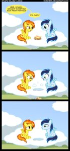 Rating: Safe Score: 0 Tags: amber_eyes blue_body blue_feathers cake cloud comic cutie_mark d: dessert duo e621 english_text equid equine feathered_wings feathers female feral food friendship_is_magic green_eyes hair hasbro hi_res male mammal multicolored_hair my_little_pony mythological_creature mythological_equine mythology pegasus soarin_(mlp) spitfire_(mlp) tail text two_tone_hair url veggie55 wings wonderbolts_(mlp) yellow_body yellow_feathers User: bunchy7s