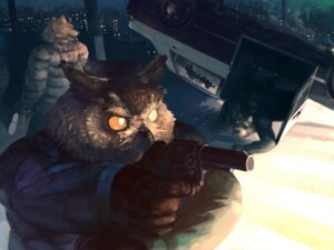 Rating: Questionable Score: 0 Tags: 2009 4:3 aiming anthro avian battle beak bird duo e621 gun handgun holding_gun holding_object holding_ranged_weapon holding_weapon male motogen owl ranged_weapon revolver weapon User: bunchy7s