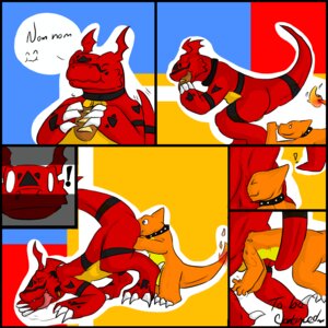 Rating: Explicit Score: 0 Tags: 1:1 alternate_color anal anal_penetration anal_vore bandai_namco black_border border charem charmeleon collar comic crossover digimon digimon_(species) dragon duo e621 eyes_closed fan_character feral generation_1_pokemon genitals guilmon inverted_zero_unit male markings mythological_creature mythological_scalie mythology neo-razr_(artist) nintendo penetration penis pokemon pokemon_(species) scalie symbol tail vore zero_unit User: bunchy7s
