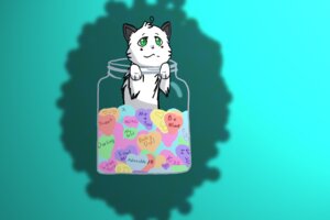 Rating: Safe Score: 0 Tags: 3:2 candy colorful_theme container dessert domestic_cat e621 felid feline felis female feral food fur green_eyes heart_symbol hi_res jar love mammal micro on_food riita ristiriita solo toony white_body white_fur User: bunchy7s
