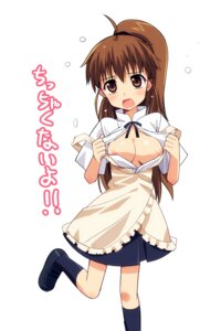 Rating: Questionable Score: 0 Tags: apron breasts brown_eyes brown_hair cleavage female female_only footwear framed_breasts human long_hair nipples no_bra open_clothes open_mouth open_shirt ponytail rule34 shirt shirt_pull socks solo taneshima_popura tear text tied_hair toranki_mj tranquillianusmajor translated translation_request very_long_hair waitress working!! User: bunchy7s