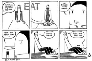 Rating: Safe Score: 0 Tags: 2011 adam_muto avian bird clothing comic dialogue e621 english_text food male monochrome penguin plate simple_background solo tall_penguin text white_background User: bunchy7s