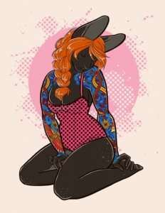 Rating: Safe Score: 0 Tags: 2012 anthro biped bix707 black_body braided_hair breasts cleavage clothed clothing e621 eyes_closed feet female hair hi_res hindpaw kneeling lagomorph leporid long_hair mammal orange_hair paws pose rabbit simple_background skimpy solo tattoo User: bunchy7s