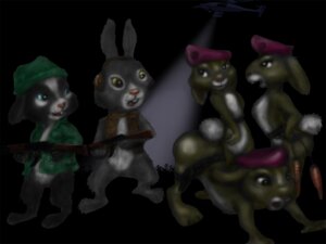 Rating: Questionable Score: 0 Tags: 4:3 bent_over beret blue_eyes botasky carrot cat_shit_one clothed clothing distracting e621 female food funimal group gun hat headgear headwear hop_(movie) illumination_entertainment lagomorph leporid male mammal mousetache pink_berets plant rabbit ranged_weapon rifle seductive sergeant_perkins shocked skimpy vegetable weapon yellow_eyes User: bunchy7s