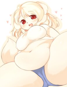 Rating: Questionable Score: 0 Tags: akitaka anthro belly blonde_hair breasts canid canine canis clothing domestic_dog e621 female hair heart_symbol mammal navel overweight overweight_anthro overweight_female red_eyes shirt simple_background solo tail topwear white_background white_hair User: bunchy7s