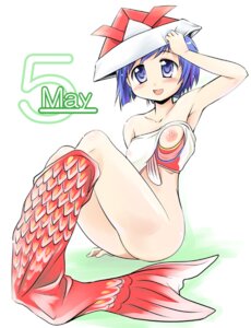 Rating: Questionable Score: 0 Tags: 1girls :d blue_eyes blue_hair blush breast_out breasts female hat legs looking_at_viewer merfolk mermaid monster_girl nipples open_mouth original paper_hat rule34 shimanto_youta simple_background smile solo User: bunchy7s