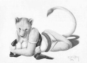 Rating: Questionable Score: 0 Tags: 2009 breasts cleavage clothed clothing crossed_legs e621 felid female fur greyscale lion looking_aside looking_at_viewer lying mammal monochrome off_shoulder pan_hesekiel_shiroi pantherine simple_background solo tail tail_tuft traditional_media_(artwork) tuft white_background User: bunchy7s