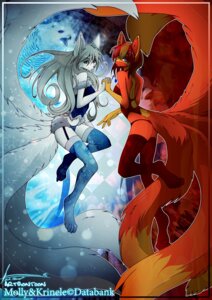Rating: Questionable Score: 0 Tags: anthro breasts canid canine clothed clothing dreamspinner duo e621 feet female fire fox fur grey_body grey_fur grey_hair hair hi_res hindpaw ice iontoon krinele_fullin legwear looking_at_viewer mammal markings molly_fullin multi_tail panties paws red_body red_fur red_hair stockings tail thigh_highs underwear User: bunchy7s