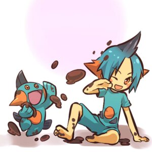 Rating: Safe Score: 0 Tags: 1:1 ambiguous_gender barefoot blue_hair blush bottomwear clothed clothing cosplay duo e621 feet fin fully_clothed generation_3_pokemon hair head_fin hitec human male mammal marshtomp mud multicolored_hair nintendo nude one_eye_closed open_mouth open_smile orange_eyes orange_hair pokemon pokemon_(species) pokemon_trainer shirt short_hair shorts simple_background sitting smile toony topwear white_background wink User: bunchy7s