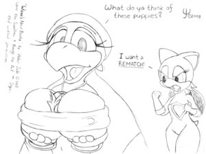 Rating: Questionable Score: 0 Tags: 2008 4:3 anthro avian bat beak big_breasts bird black_and_white breasts chest_tuft clothed clothing dialogue duo e621 english_text female fur hirundinid huge_breasts jewelry kerchief mammal membrane_(anatomy) membranous_wings monochrome necklace nipples open_mouth oscine passerine rouge_the_bat sega skimpy small_breasts solo_focus sonic_riders sonic_the_hedgehog_(series) swallow_(bird) text tuft vederjuda wave_the_swallow wings User: bunchy7s