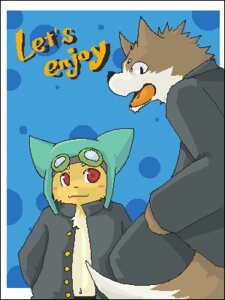 Rating: Safe Score: 0 Tags: 3:4 ambiguous_gender anthro black_border black_nose blue_background blush border brown_body brown_fur canid canine canis cel_shading clothed clothing dipstick_tail domestic_cat duo e621 english_text eyewear eyewear_on_head felid feline felis fur goggles goggles_on_head green_bell headgear headwear jacket kemono low_res mammal markings multicolored_tail open_clothing open_mouth red_eyes shaded simple_background tail tail_markings text topwear white_body white_fur wolf yellow_body yellow_fur User: bunchy7s Rating: Safe Score: 0 Tags: 3:4 ambiguous_gender anthro black_border black_nose blue_background blush border brown_body brown_fur canid canine canis cel_shading clothed clothing dipstick_tail domestic_cat duo e621 english_text eyewear eyewear_on_head felid feline felis fur goggles goggles_on_head green_bell headgear headwear jacket kemono low_res mammal markings multicolored_tail open_clothing open_mouth red_eyes shaded simple_background tail tail_markings text topwear white_body white_fur wolf yellow_body yellow_fur User: bunchy7s