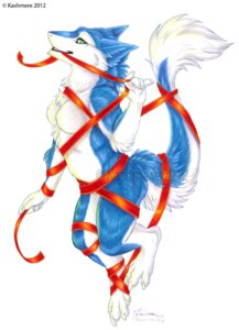 Rating: Safe Score: 0 Tags: 2012 anthro biped blue_body blue_fur bound countershading e621 female fur gift gift_wrapped kashmere kate_(morpheuskibbe) mammal morpheuskibbe ribbons sergal signature simple_background solo standing tail white_background User: bunchy7s