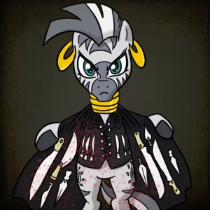 Rating: Safe Score: 0 Tags: 1:1 anthro blood bodily_fluids clothing coat dagger e621 ear_piercing equid equine female friendship_is_magic hasbro jacket jewelry knife machete madmax mammal melee_weapon my_little_pony parody piercing simple_background solo stripes tail toony topwear weapon zebra zecora_(mlp) User: bunchy7s