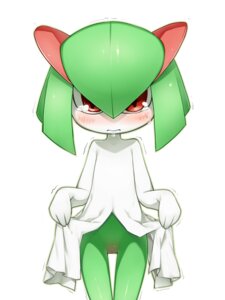 Rating: Explicit Score: 0 Tags: 3:4 blush bodily_fluids bottomless bottomwear clothed clothing clothing_lift e621 female generation_3_pokemon genitals humanoid kirlia looking_at_viewer moon_lizard nervous nintendo not_furry on_model pokemon pokemon_(species) pseudo_clothing pseudo_clothing_lift red_eyes shaking simple_background skirt skirt_lift solo standing tears thigh_gap thin_thighs vulva white_background young User: bunchy7s