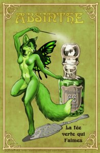 Rating: Questionable Score: 0 Tags: absinthe absinthe_(drink) alcohol anthro beverage bottle breasts canid canine container e621 eosfoxx fairy fake_advertisement female fox fur green_body green_fairy green_fur green_hair hair insect_wings magic mammal naturally_censored nude orange_eyes poster poster_template solo tail wand wings User: bunchy7s