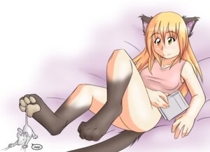 Rating: Questionable Score: 0 Tags: 2006 animal_ears animal_feet animal_humanoid animal_legs animal_tail bed blonde_hair bottomless casual_exposure cat_humanoid clothed clothing colored conditional_dnp domestic_cat e621 feet felid felid_humanoid feline feline_humanoid felis female furniture hair humanoid mammal mammal_humanoid mouse murid murine pawpads paws rodent shirt soles solo tail toes tom_fischbach topwear yellow_eyes User: bunchy7s