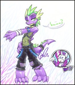 Rating: Safe Score: 0 Tags: 2013 anthro armband blue_eyes bondage_pants bottomwear carnival_(artist) claws clothing collar dragon duo e621 equid equine exclamation_point female fishnet_clothing friendship_is_magic fur green_eyes hair hasbro heart_symbol horn long_hair male mammal my_little_pony mythological_creature mythological_equine mythological_scalie mythology open_mouth pants purple_hair rarity_(mlp) scalie smile spike_(mlp) straps tail text toe_claws torn_clothing unicorn white_body white_fur wrap User: bunchy7s