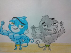 Rating: Safe Score: 0 Tags: 2013 4:3 abs anthro black_body black_fur blue_body blue_fur clothing darwin_(rocket_monkeys) darwinkun duo e621 flexing fur haplorhine licho_(rocket_monkeys) looking_at_viewer male mammal monkey muscular nipples pecs pose primate rocket_monkeys simple_background swimwear unavailable_at_source User: bunchy7s