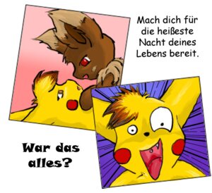 Rating: Safe Score: 0 Tags: ambiguous_gender brown_body brown_eyes brown_fur canid canine dialogue duo e621 eevee facial_markings feral fur generation_1_pokemon german_text head_markings low_res mammal markings nintendo pikachu pokemon pokemon_(species) red_eyes rodent takiro_(artist) text translated yellow_body yellow_fur User: bunchy7s