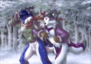 Rating: Explicit Score: 0 Tags: 2011 animal_genitalia anthro balls black_nose blue_hair bottomless brown_eyes canid canine canis casual_exposure claws clothed clothing detailed_background duo e621 facial_markings fingerless_gloves fluffy forest fully_sheathed fur genitals gloves hair handwear head_markings jacket male mammal markings one_eye_closed open_clothing open_shirt open_topwear outside plant purple_body purple_clothing purple_eyes purple_fur purple_hair scarf sheath shirt short_hair snow tail topwear tree walking white_body white_fur wind wolf wood zenthetiger User: bunchy7s