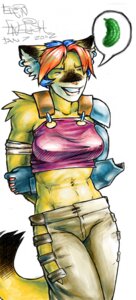 Rating: Safe Score: 0 Tags: 2002 anthro clothed clothing cougar e621 erin_english felid feline female food mammal melana_grah midriff pickle_(food) pictographics signature simple_background solo speech_bubble tail white_background User: bunchy7s