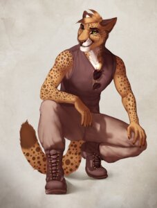 Rating: Safe Score: 0 Tags: anthro athletic biceps biped bite biting_lip biting_own_lip blonde_hair boots bottomwear brown_hair cheetah clothed clothing conditional_dnp crouching e621 eyewear felid feline footwear fully_clothed fur glasses green_eyes hair hi_res lips male mammal mithril07 multicolored_hair muscular muscular_anthro pants plantigrade self_bite shirt shoes short_hair simple_background solo spots sunglasses tank_top topwear two_tone_hair yellow_body yellow_fur User: bunchy7s