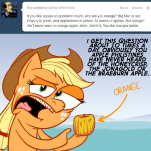 Rating: Safe Score: 0 Tags: 1:1 apple applejack_(mlp) ask_blog ask_jappleack asking blonde_hair clothing dialogue e621 earth_pony english_text equid equine eyelashes female feral food friendship_is_magic fruit green_eyes hair hasbro hat headgear headwear horse hotdiggedydemon mammal my_little_pony plant pony profanity solo text toony tumblr user_message username User: bunchy7s