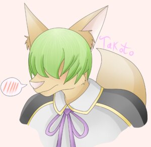 Rating: Safe Score: 0 Tags: anthro arc_system_works blazblue blush canid canine cape clothing e621 fox green_hair hair kazuma_kuvaru male mammal simple_background solo unknown_artist User: bunchy7s