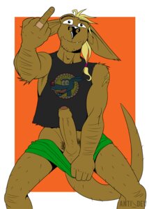Rating: Explicit Score: 0 Tags: 2013 anthro anti_dev armpit_hair balls band-aid bandage biceps big_penis biped blonde_hair body_hair booga clothing e621 erection foreskin genitals gesture hair hand_gesture humanoid_genitalia humanoid_penis kangaroo looking_at_viewer macropod male mammal marsupial middle_finger muscular muscular_anthro muscular_male partially_retracted_foreskin penis ponytail pubes shirt smile solo tank_girl tank_top tattoo topwear underwear User: bunchy7s