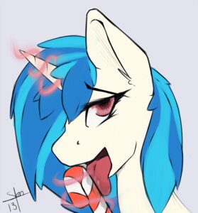 Rating: Questionable Score: 0 Tags: 2013 blue_hair bodily_fluids candy candy_cane dessert e621 equid female feral food friendship_is_magic fur hair hasbro horn levitation licking looking_at_viewer magic mammal multicolored_hair my_little_pony open_mouth red_eyes saliva simple_background slendid solo suggestive tongue tongue_out two_tone_hair vinyl_scratch_(mlp) white_background white_body white_fur User: bunchy7s