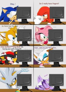 Rating: Questionable Score: 0 Tags: amy_rose anthro bat big_eyes black_body black_fur blaze_the_cat blue_body blue_eyes blue_fur canid canine celebrity_paradox computer distracting_watermark domestic_cat e621 echidna electronics english_text eulipotyphlan felid feline felis female fox fur green_eyes group hedgehog hi_res humor iloveknucklesshadow knuckles_the_echidna male mammal miles_prower monotreme multi_tail pink_body pink_fur pronounced_browridge purple_eyes reaction_image red_eyes rouge_the_bat sega shadow_the_hedgehog silver_the_hedgehog sonic_the_hedgehog sonic_the_hedgehog_(series) tail text toony unavailable_at_source url watermark what yellow_eyes User: bunchy7s