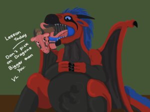 Rating: Questionable Score: 0 Tags: 4:3 abdominal_bulge ambiguous_gender anthro blue_eyes blue_hair blue_tongue bodily_fluids body_in_mouth claws dipstick_nose dragon duo e621 english_text feral hair horn licking membrane_(anatomy) membranous_wings mythological_creature mythological_scalie mythology open_mouth oral_vore partially_inside sad saliva scalie sitting tail text tongue tongue_out vore vorelord vorelord_(character) wings User: bunchy7s