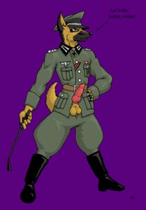 Rating: Explicit Score: 0 Tags: animal_genitalia anthro balls black_nose blue_eyes canid canine canis clothed clothing cosplay dialogue domestic_dog e621 erection genitals german_shepherd german_text hat headgear headwear herding_dog male mammal nazi pastoral_dog penis penis_poking_out penis_through_fly pink_penis sheath solo tail text translated uniform world_war_2 yellow_balls yellow_sheath zephyer User: bunchy7s