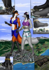 Rating: Questionable Score: 0 Tags: 2011 absurd_res anklet anthro athletic_wear blue_eyes bottomwear bra bracelet canid canine carex city claws clothing cloud destruction digital_media_(artwork) dipstick_tail duo_focus e621 earbuds electronics eye_contact female fox full-length_portrait green_eyes group headphones hi_res jewelry landscape_dwarfing looking_at_another macro mammal markings midriff navel paws portrait road shorts skirt sports_bra tail tail_markings toe_claws underwear User: bunchy7s