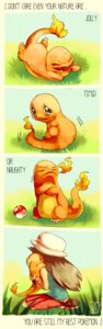 Rating: Safe Score: 0 Tags: ambiguous_gender brown_hair charmander clothing daww duo e621 english_text female feral fire flaming_tail generation_1_pokemon grass hair hat headgear headwear hi_res human leaf_(pokemon) mammal nature nintendo orange_body orange_skin plant pokeball pokemon pokemon_(species) pokemon_trainer reptile sa-dui scalie standard_pokeball tail text User: bunchy7s