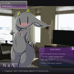 Rating: Explicit Score: 0 Tags: 1:1 anthro blush bovid breasts caprine e621 english_text fake_screencap female genitals goat horn mammal mangneto nan_(nq) nan_quest nipples nude solo text vulva User: bunchy7s