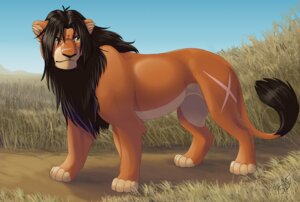 Rating: Safe Score: 0 Tags: 2006 4_toes black_hair black_nose blue_eyes day e621 facial_scar feet felid feral field frown fur grass hair hibbary inner_ear_fluff lion looking_aside male mammal nude orange_body orange_fur outside pantherine plant scar sky solo tail tail_tuft tauakhera toeless_(marking) toes tuft yellow_sclera User: bunchy7s