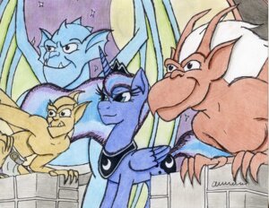 Rating: Safe Score: 0 Tags: blue_eyes blue_hair broadway_(gargoyles) brooklyn_(gargoyles) crossover crown cutie_mark disney e621 equid equine feathered_wings feathers female friendship_is_magic gargoyle gargoyles group hair hasbro headgear hi_res horn lexington_(gargoyles) male mammal my_little_pony mythological_creature mythological_equine mythology night princess_luna_(mlp) royalty smile star the1king traditional_media_(artwork) white_hair winged_unicorn wings User: bunchy7s
