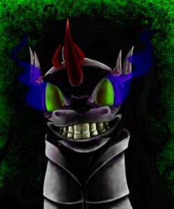 Rating: Questionable Score: 0 Tags: 5:6 armor black_hair creepy crown e621 equid equine eye_mist feral friendship_is_magic fur green_eyes grin hair hasbro headgear hi_res horn king_sombra_(mlp) looking_at_viewer male mammal my_little_pony mythological_creature mythological_equine mythology royalty smile solo teeth turtletastic unicorn where_is_your_god_now User: bunchy7s