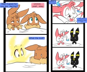 Rating: Safe Score: 0 Tags: after_sex black_body black_fur blue_eyes brown_body brown_fur canid canine comic dialogue duo e621 eevee eeveelution english_text evolution evolution_(transformation) evolving female feral fluffy friend_zoned fur generation_1_pokemon generation_2_pokemon generation_6_pokemon happy humor jigglybutts male mammal nintendo pink_body pink_fur pokemon pokemon_(species) sad simple_background suggestive sylveon text transformation umbreon white_body white_fur User: bunchy7s
