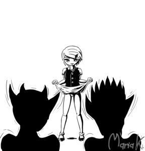 Rating: Explicit Score: 0 Tags: black_and_white courtney_crumrin demon female flashing_pussy hairless_pussy human lifting_skirt maria_k no_panties_under_skirt pussy rule34 smirk sorceress tagme white_background User: bunchy7s
