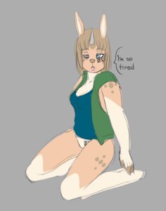 Rating: Safe Score: 0 Tags: anthro biped blue_eyes bottomless breasts brown_hair clothed clothing e621 female hair horn jacket kneeling no._01 sitting solo tired topwear unknown_artist unknown_species User: bunchy7s